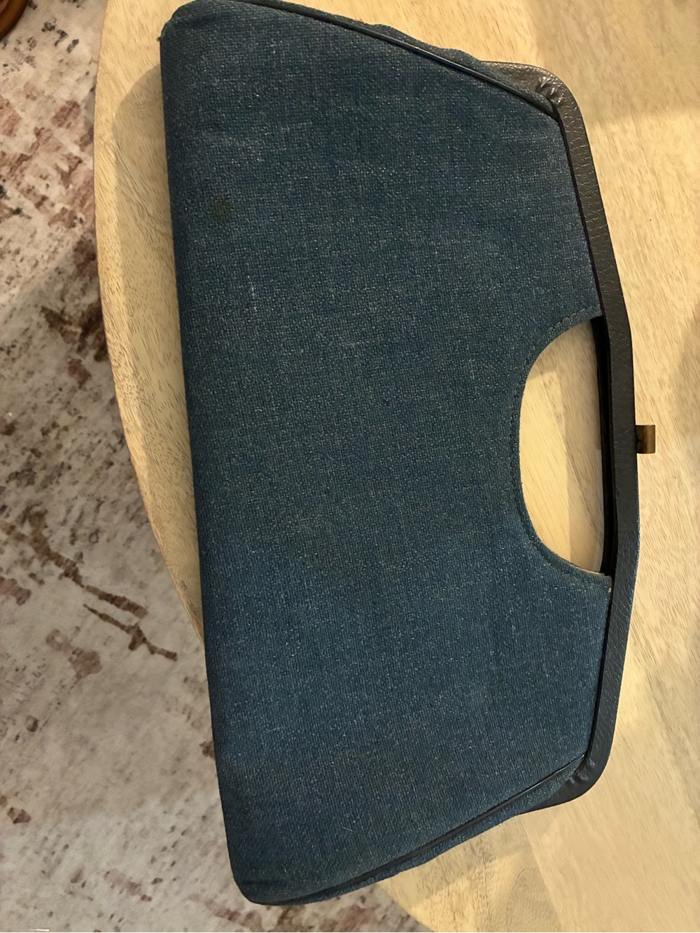 Denim Cutout Handle Clutch - Blue